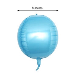 2 Pack 14" 4D Metallic Blue Sphere Mylar Foil Helium or Air Balloons