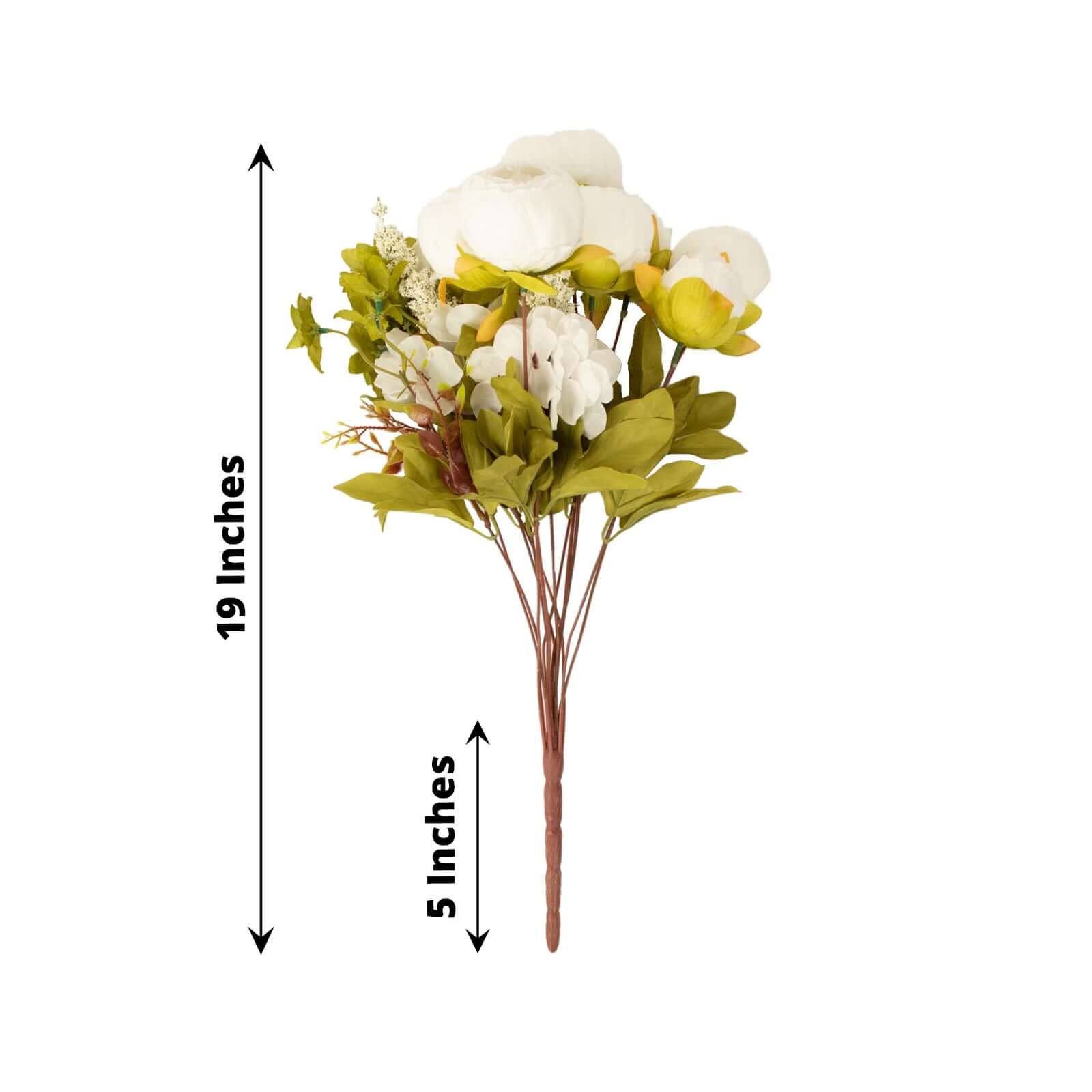 2 Pack 19" White Artificial Peony Flower Wedding Bouquets, Faux Silk Flower Arrangements