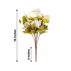 2 Pack 19" White Artificial Peony Flower Wedding Bouquets, Faux Silk Flower Arrangements