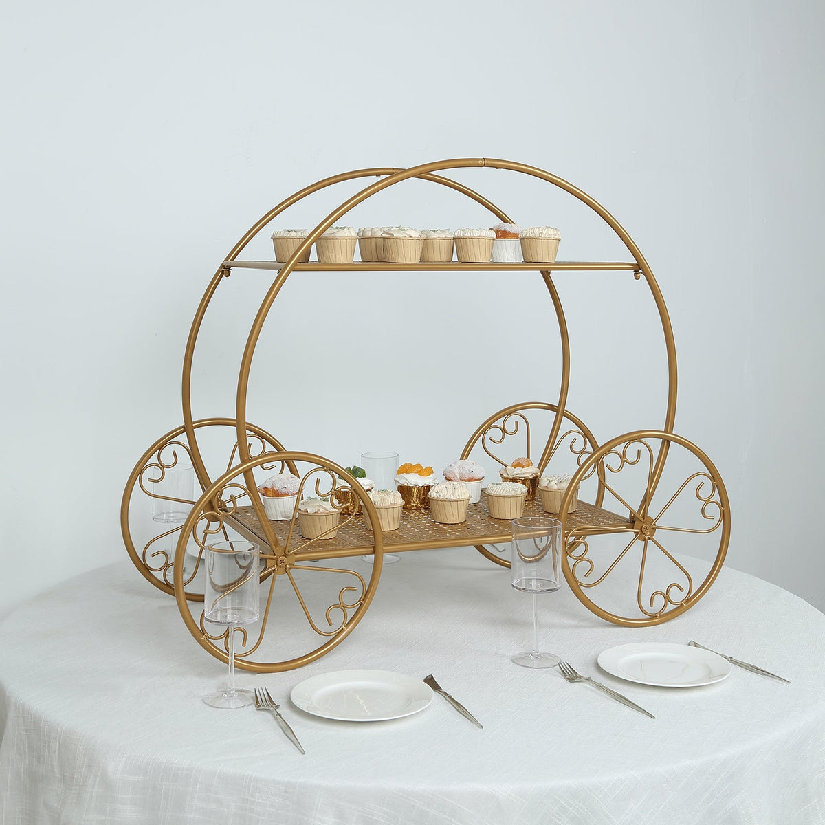 2-Tier Metal Cupcake Stand Gold - Centerpiece Dessert Display Stand for Pastries & Party Favors 28"