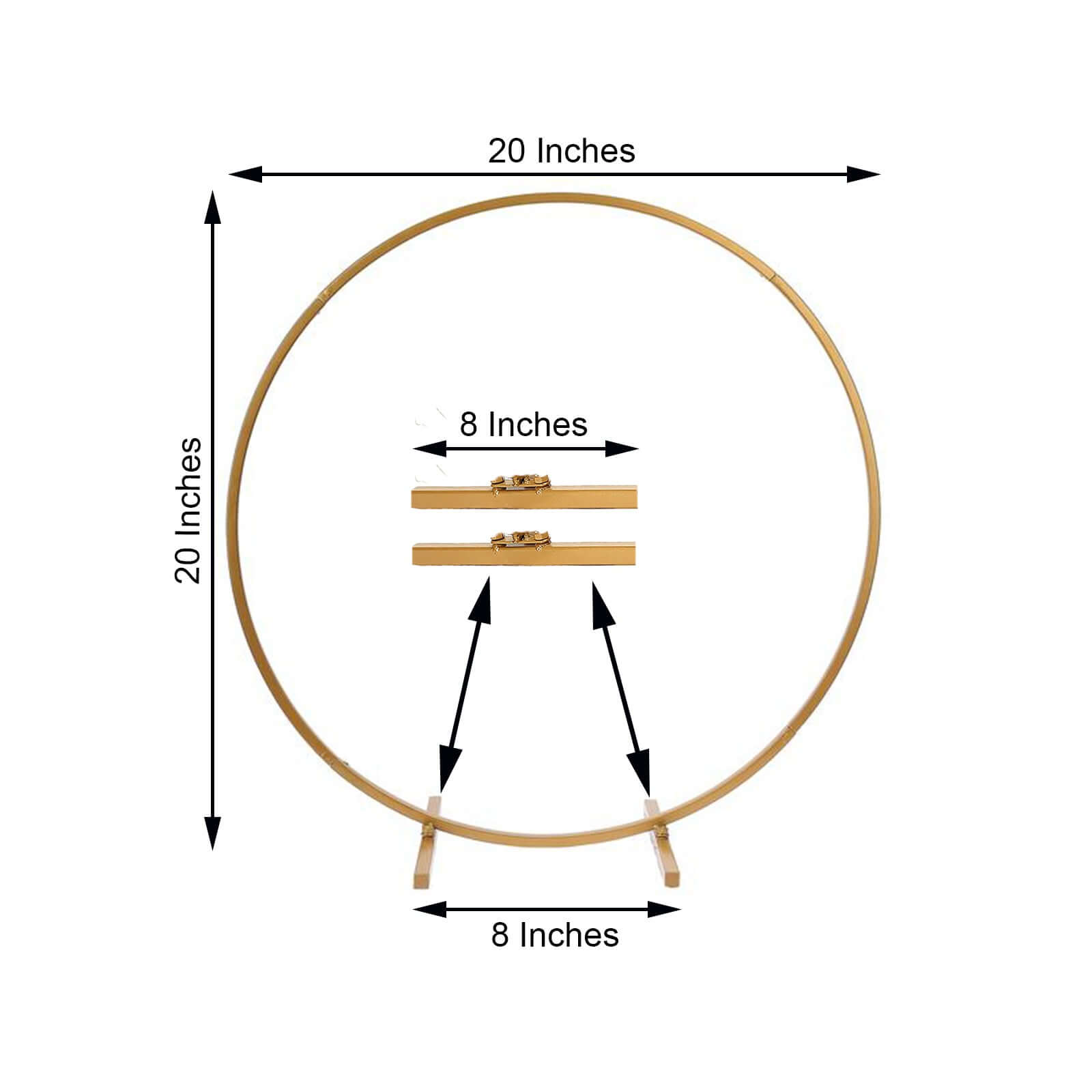 20" Gold Round Arch Wedding Centerpiece, Metal Hoop Wreath Tabletop Decor