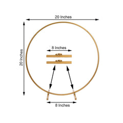 20" Gold Round Arch Wedding Centerpiece, Metal Hoop Wreath Tabletop Decor