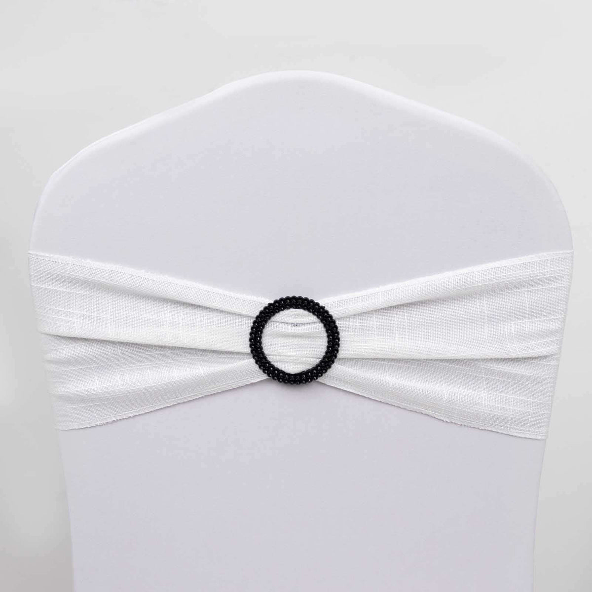 20 Pack Diamond Round Chair Sash Band Buckle Pins Black - Timeless Rhinestone Napkin Rings 2.5"