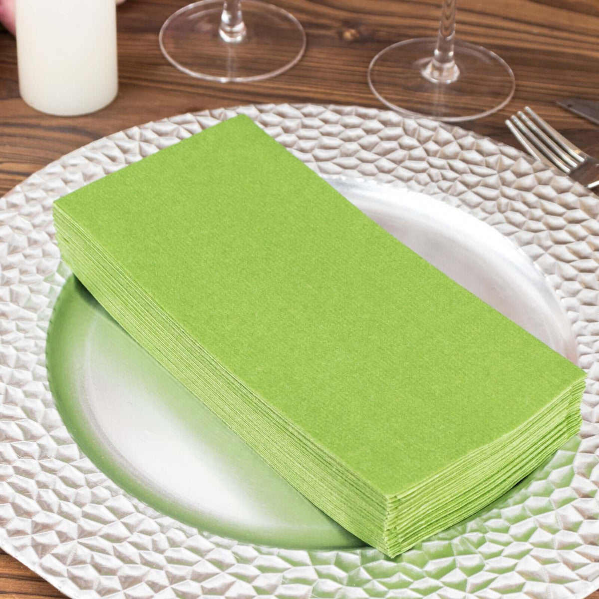 20 Pack Linen-Like Paper 8.5"x4" Napkins Olive Green - Highly Absorbent & Disposable Airlaid Guest Towels