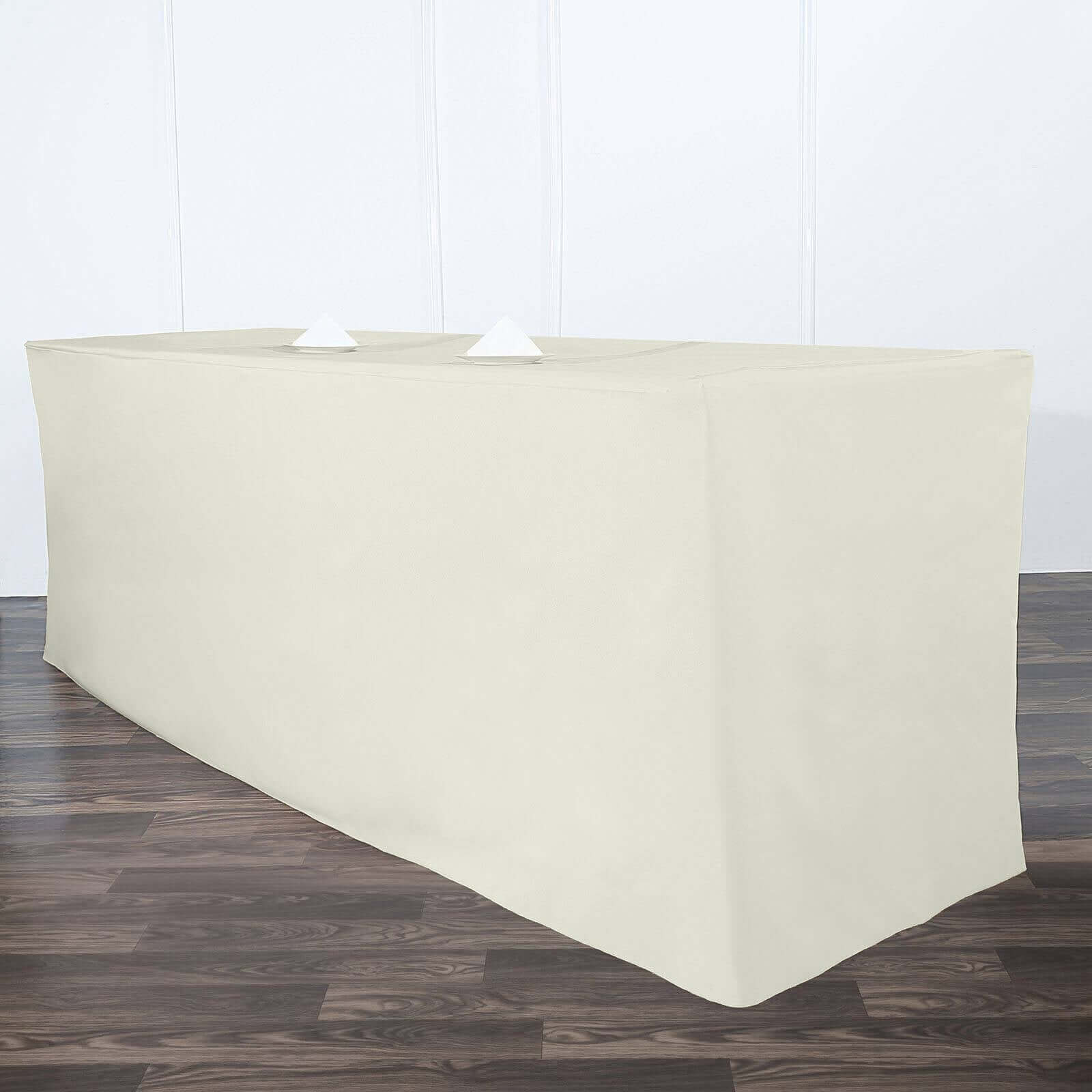 Fitted Polyester 96"x30" Rectangle Tablecloth Ivory - Durable and Easy to Maintain Table Cover