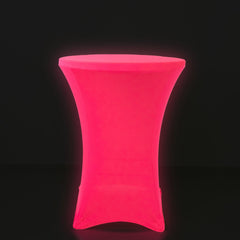 Glow Neon Fuchsia Fitted Spandex Cocktail Tablecloth – 30" Round, Wrinkle-Free Cover