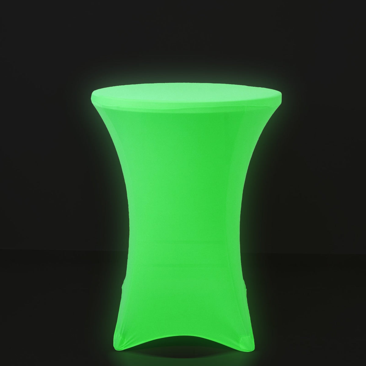 Glow Neon Green Fitted Spandex Cocktail Tablecloth – 30" Round, Wrinkle-Free Cover