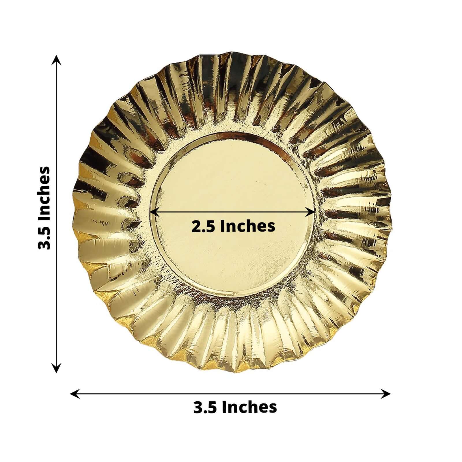 50-Pack Paper 3.5" Round Party Plates in Metallic Gold with Scalloped Rim - Disposable Mini 250GSM Dessert Plates for Tapas, Appetizers & Finger Foods