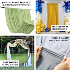 Hunter Emerald Green 4-Way Stretch Spandex Event Curtain Drapes, Wrinkle Free Backdrop Event Panel with Rod Pockets - 5ftx14ft