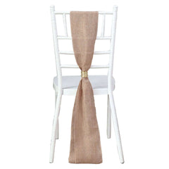 5 Pack Jute Faux Burlap 6"x108" Chair Sashes Dusty Rose - Boho Chic Linen Decor