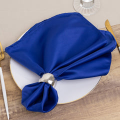 5 Pack Lamour Satin 20"x20" Napkins Royal Blue - Soft Matte Finish Dinner Napkins