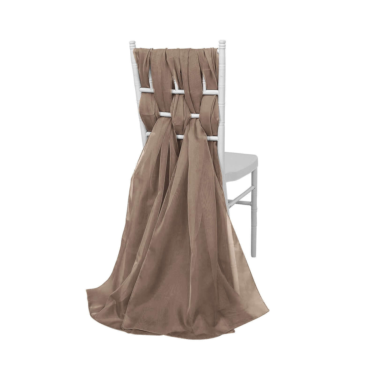 5 Pack Chiffon Chair Sashes Taupe - Soft & Lightweight Designer Chair Bows 22"x78"