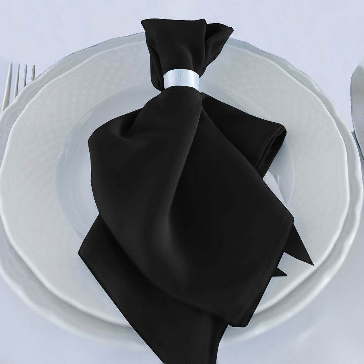 5 Pack Scuba 20"x20" Napkins Black - Durable & Reusable Dinner Napkins for a Polished Tablescape