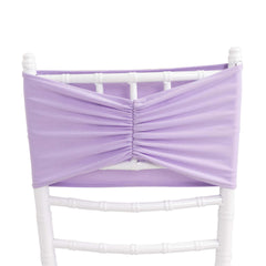 5 Pack Spandex Chair Sashes Lavender Lilac Ruffled Style - Wide Easy to Use Stretch Chair Bands 8"x13"