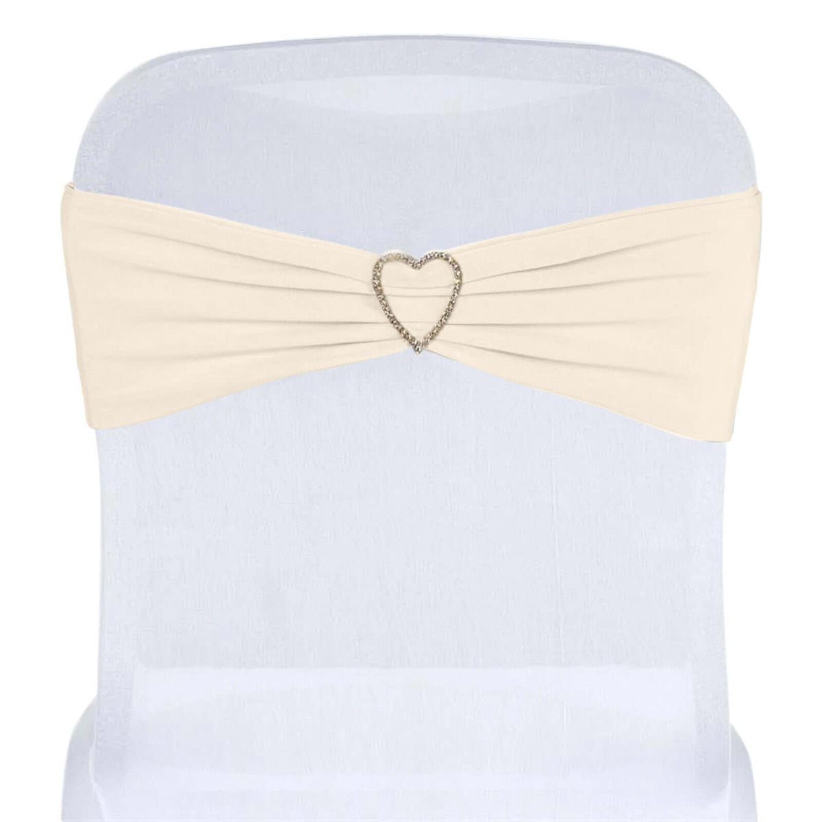 5 Pack Stretch Spandex Chair Sashes Beige - Fitted Finish Two Ply Heavy Duty Chair Bands 5"x12"