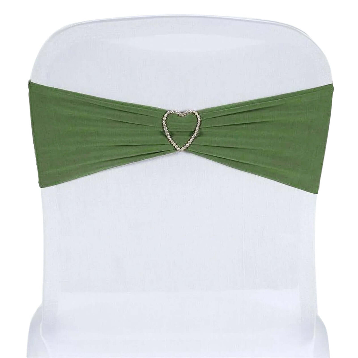 5 Pack Stretch Spandex Chair Sashes Olive Green - Fitted Finish Two Ply Heavy Duty Chair Bands 5"x12"