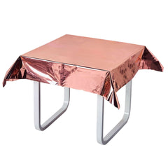 Metallic Foil Tablecloth Square Rose Gold - Stylish Disposable Party Cover 50"x50"