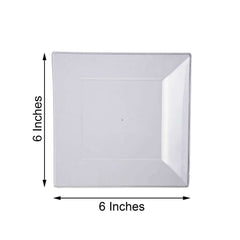 10-Pack Dessert Plates Square Design with Wide Rim Glossy Clear - Plastic Disposable Plates for Events 6"