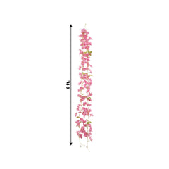 2-Pack Garland String Lights Jasmine Silk Flower Design Pink Warm White - Battery Operated Hanging Décor 6ft