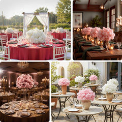 20" Pre-Arranged Artificial Cherry Blossom Centerpiece, White Silk Flower Ball Arrangement for Wedding & Event Tables