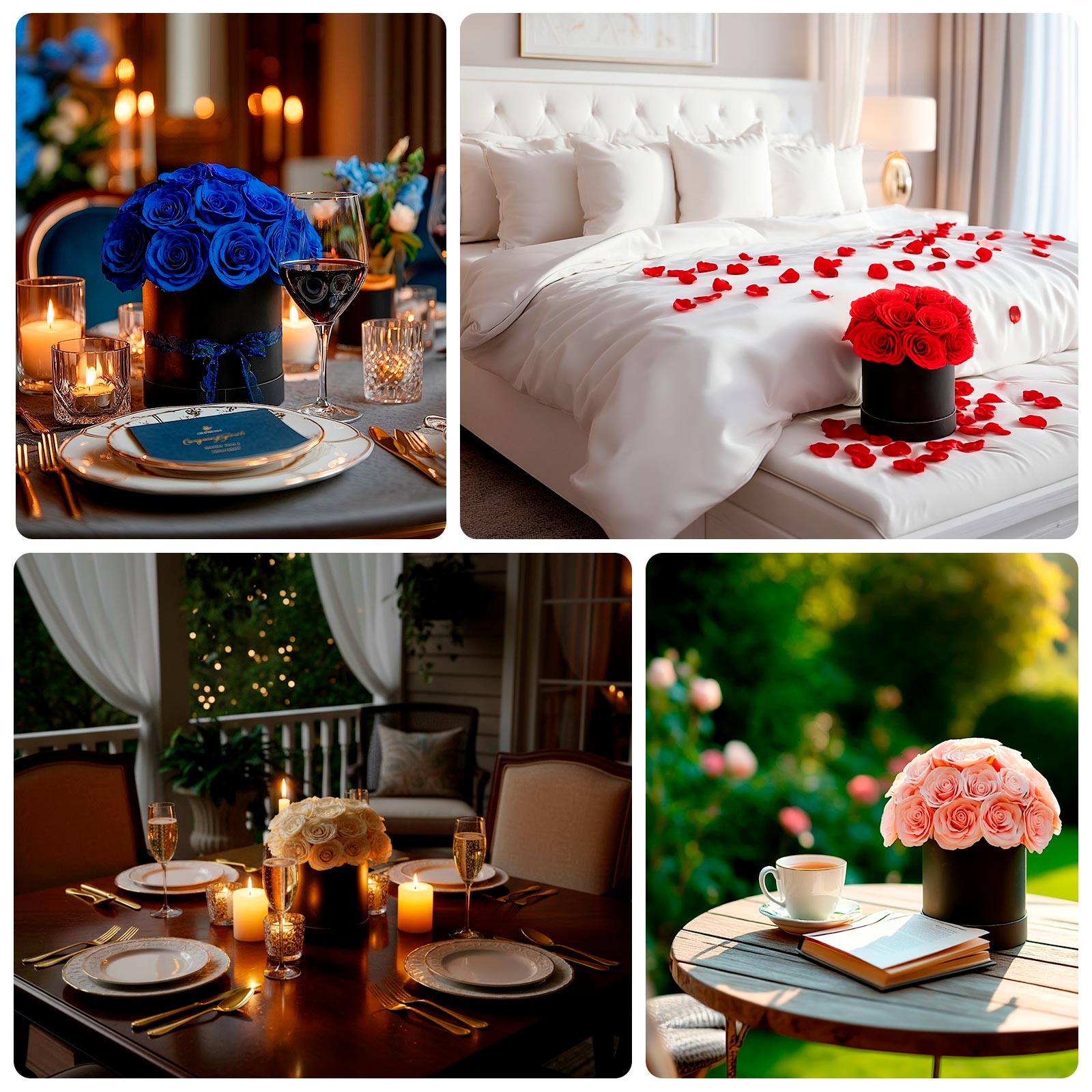 Red Prearranged Rose Centerpiece Arrangement, 27pcs Roses with Black Round Gift Box