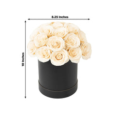 Ivory  Prearranged Rose Centerpiece Arrangement, 27pcs Roses with Black Round Gift Box