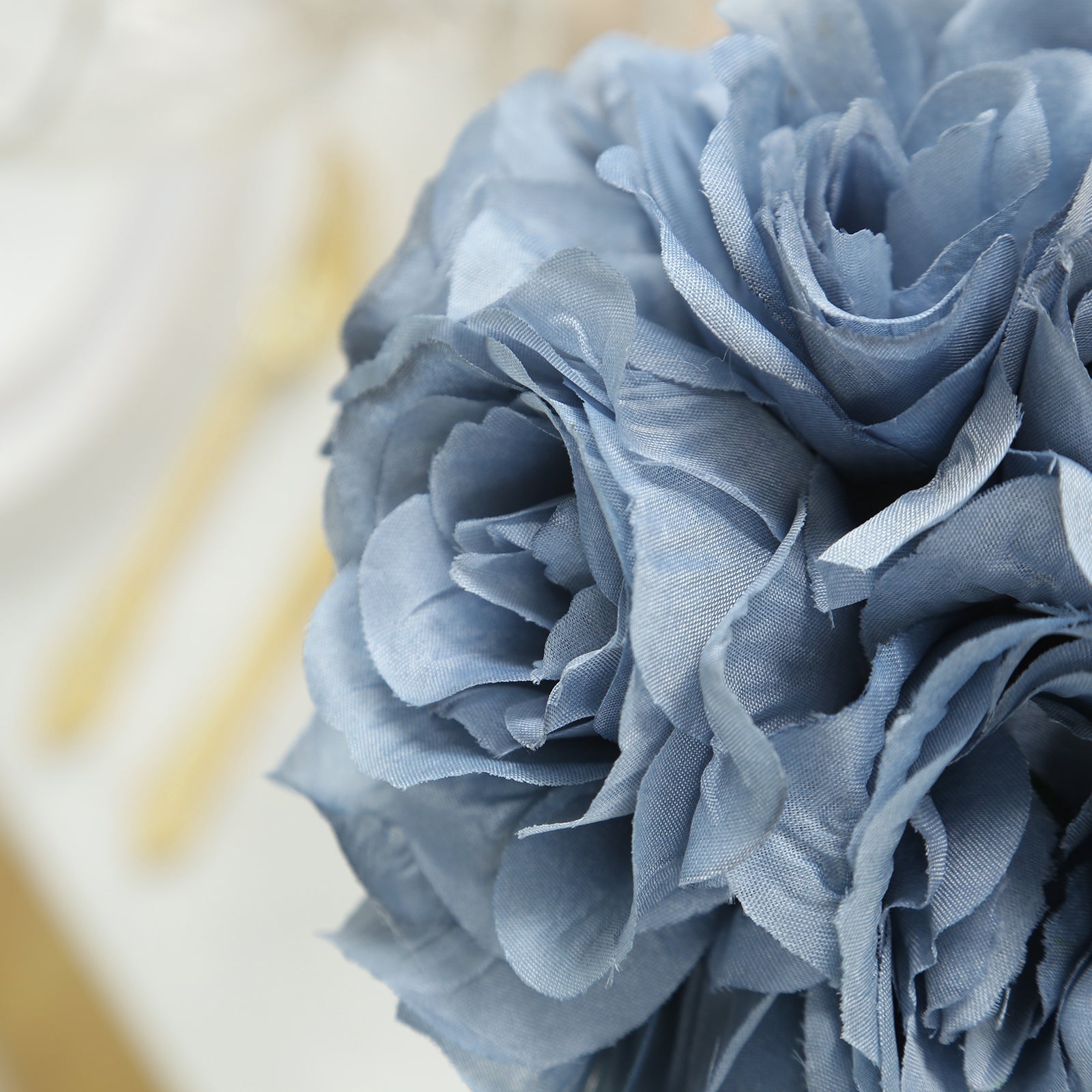 2 Pack 7" Dusty Blue Artificial Silk Rose Kissing Ball, Faux Flower Ball