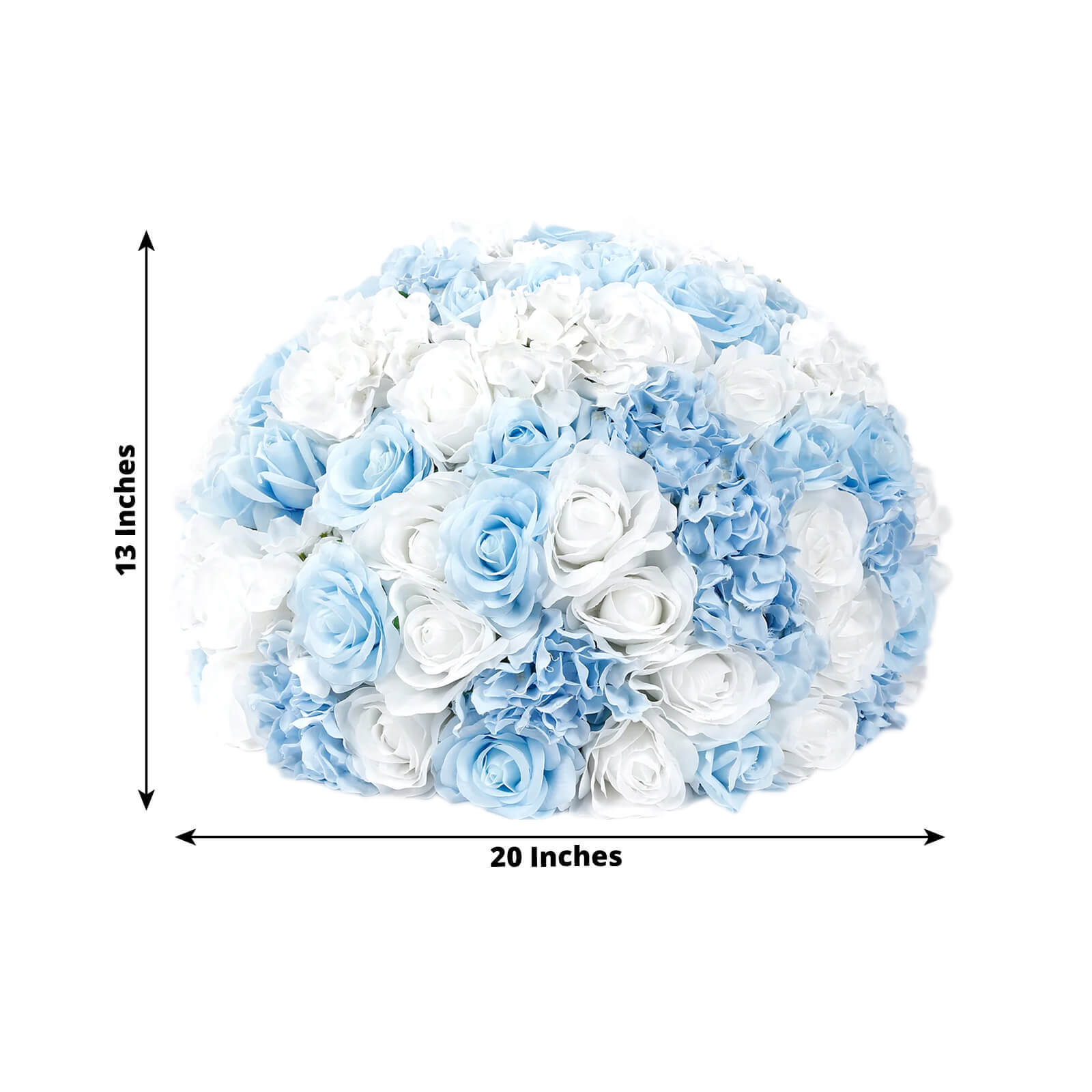 Pre-Arranged Silk Rose Wedding Centerpiece, Light Blue Artificial Rose Flower Balls Arrangement Table Decor - 20"