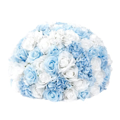 Pre-Arranged Silk Rose Wedding Centerpiece, Light Blue Artificial Rose Flower Balls Arrangement Table Decor - 20"