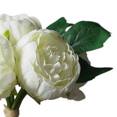 5 Flower Head Cream Peony Bouquet Artificial Silk Peonies Spray