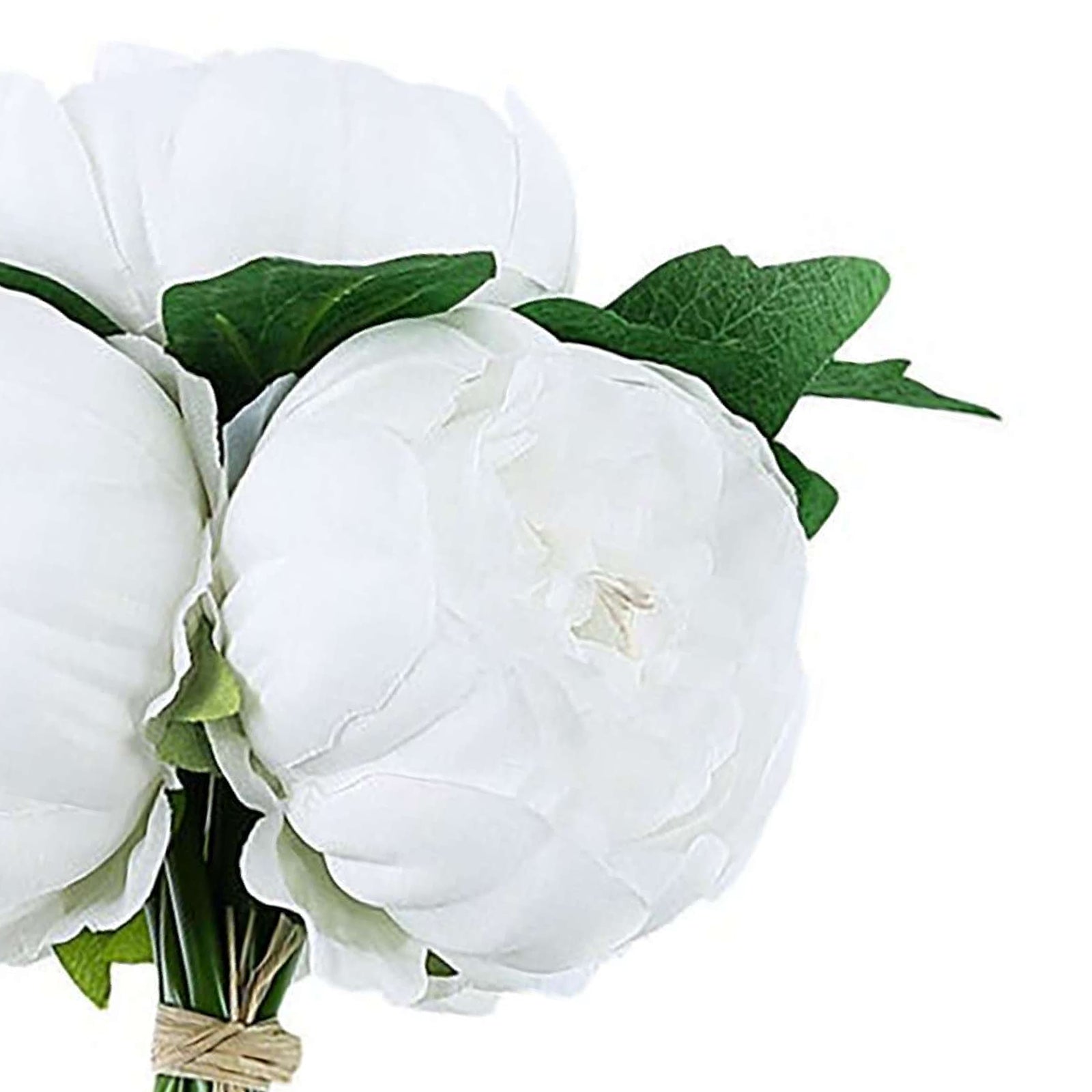 5 Flower Head White Peony Bouquet Artificial Silk Peonies Spray