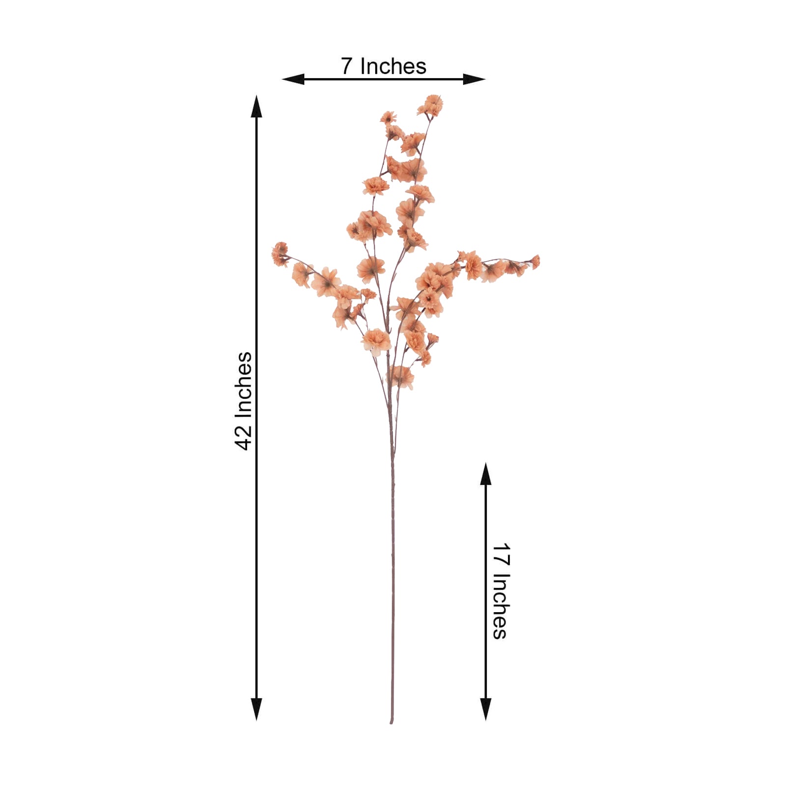 2 Branches 42" Tall Terracotta (Rust) Artificial Silk Carnation Flower Stems