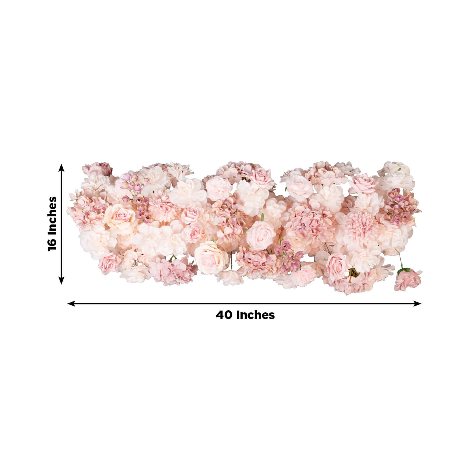 Pre-Arranged Silk Flower Table Runner 40"x16" Mixed Dusty Rose – Roses, Hydrangeas, Chrysanthemums & Peonies for Wedding Table & Arch Decor