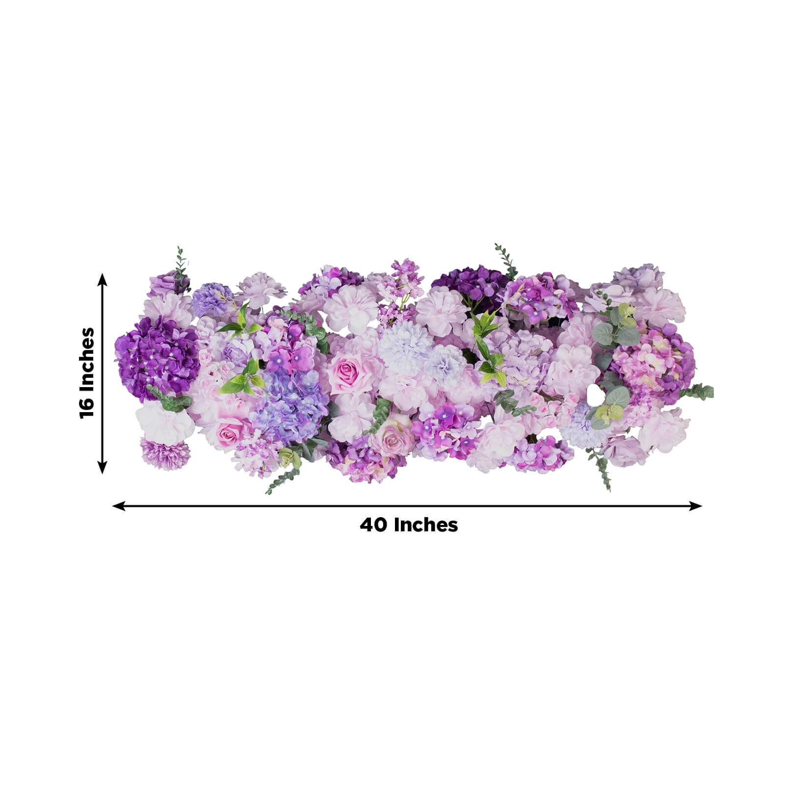 Pre-Arranged Silk Flower Table Runner 40"x16" Mixed Lavender Lilac – Roses, Hydrangeas, Chrysanthemums & Peonies for Wedding Table & Arch Decor
