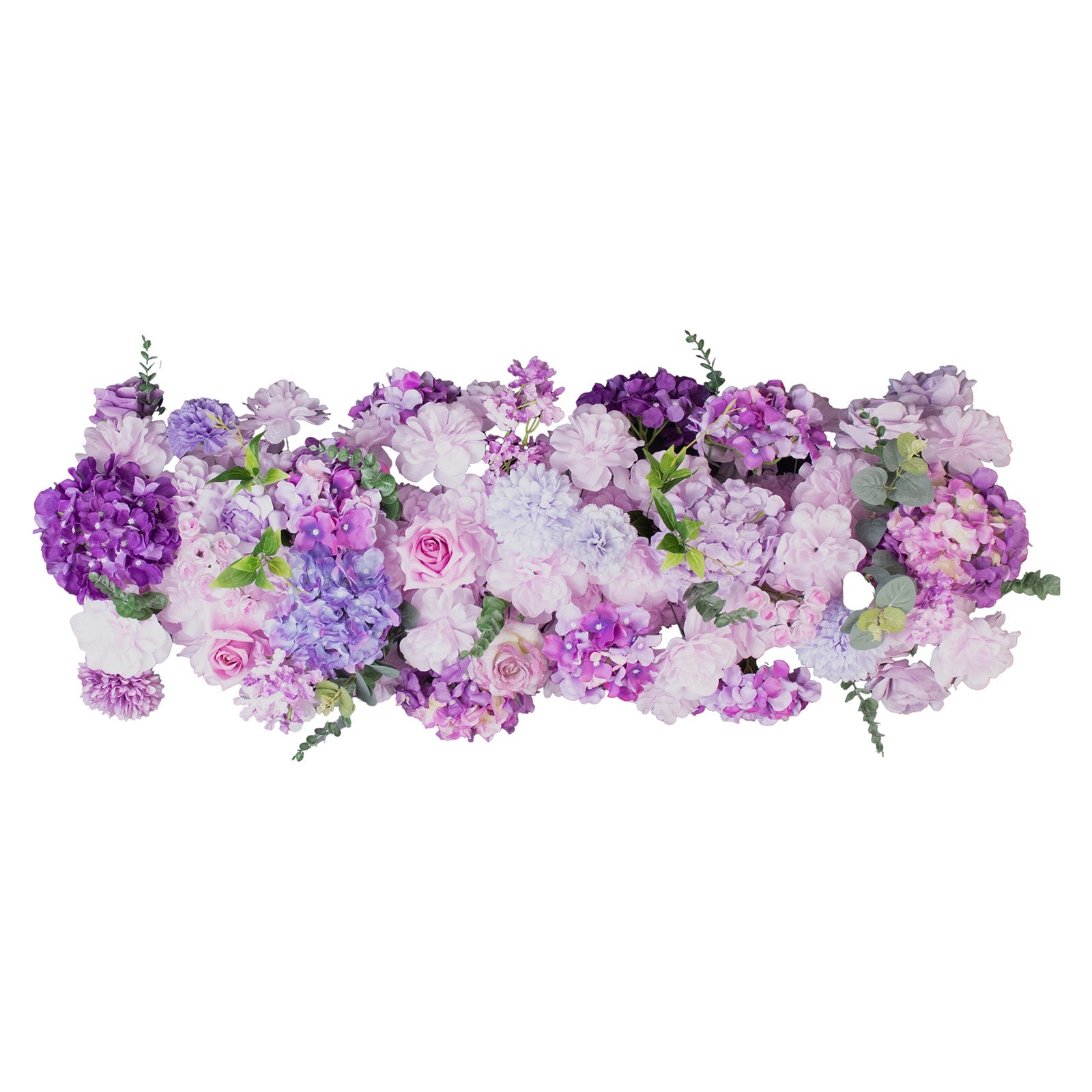 Pre-Arranged Silk Flower Table Runner 40"x16" Mixed Lavender Lilac – Roses, Hydrangeas, Chrysanthemums & Peonies for Wedding Table & Arch Decor