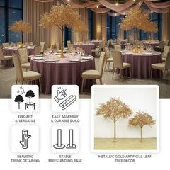 5ft Golden Faux Leaf Trees with Natural-Look Trunks – Floor Décor for Venues & Events