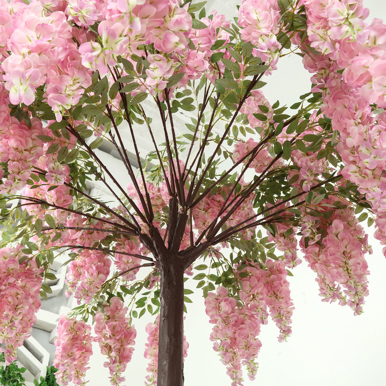 5ft Freestanding Blush Wisteria Artificial Tree – Cascading Silk Flower Display for Weddings & Events