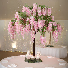 5ft Freestanding Blush Wisteria Artificial Tree – Cascading Silk Flower Display for Weddings & Events