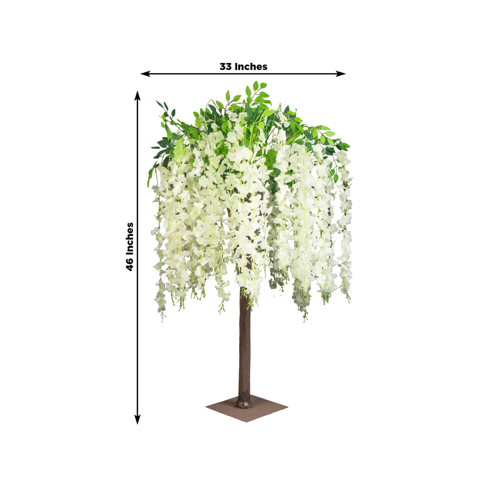 Cream Artificial Wisteria Tree – 4ft Cascading Silk Flowers with Natural Trunk for Weddings, Receptions & Event Centerpieces