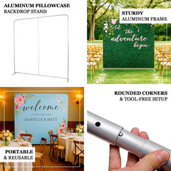 Pillowcase Backdrop Stand in Aluminum 8ft x 8ft – Portable Rounded Corner Tension Fabric Pillowcase Display Stand for Exhibits & Photography
