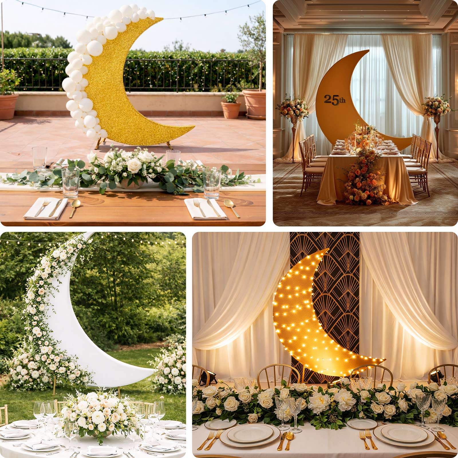Gold Moon Backdrop Stand Cover Shimmer in Tinsel Spandex – Fitted Sparkly Wedding Arch Cover – 6.5ft