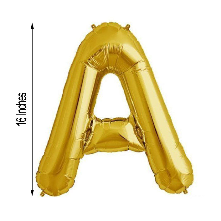 16" Shiny Metallic Gold Mylar Foil Alphabet Letter and Number Balloons - A