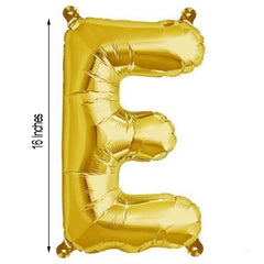 16" Shiny Metallic Gold Mylar Foil Alphabet Letter and Number Balloons - E