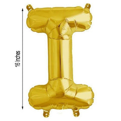 16" Shiny Metallic Gold Mylar Foil Alphabet Letter and Number Balloons - I