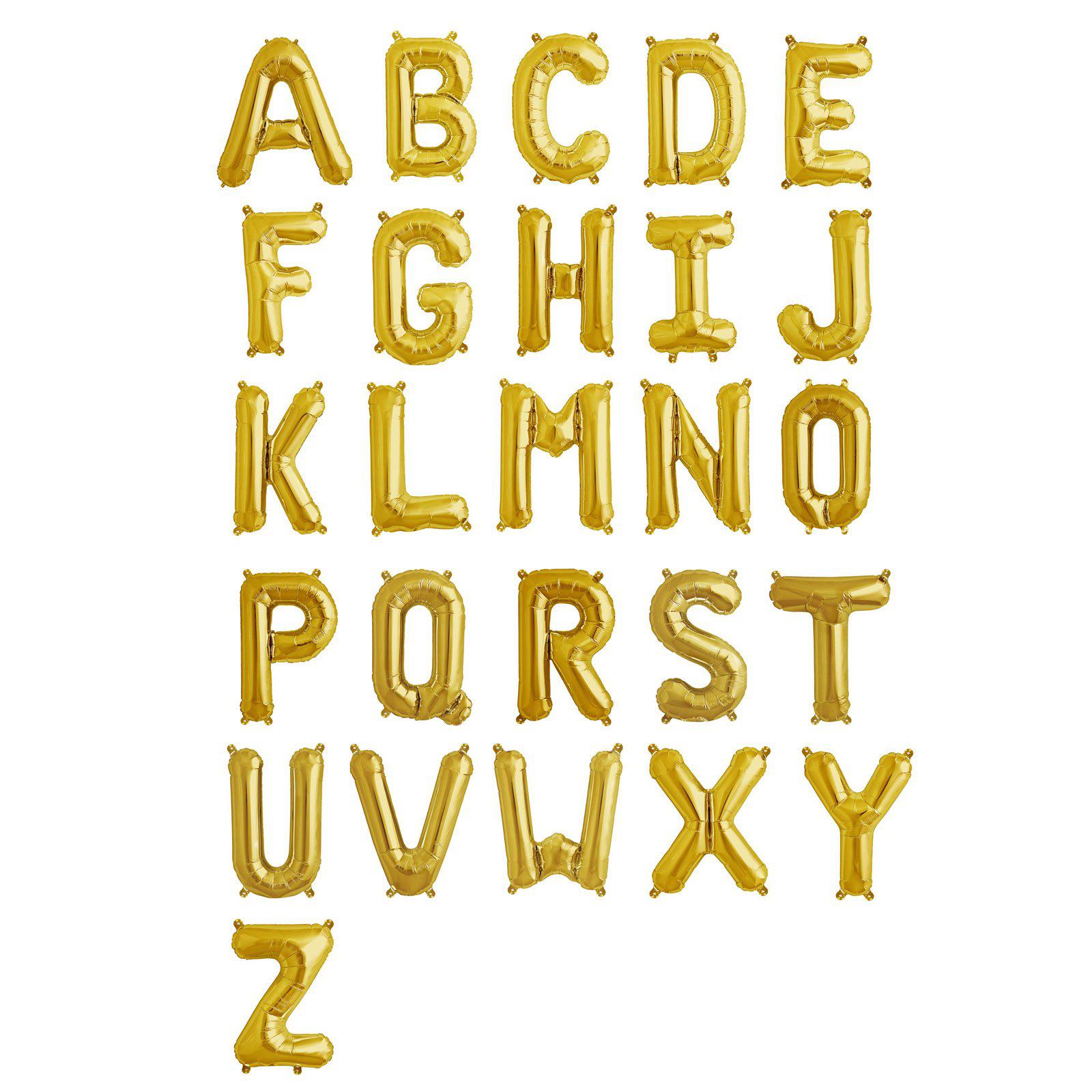 16" Shiny Metallic Gold Mylar Foil Alphabet Letter and Number Balloons - I