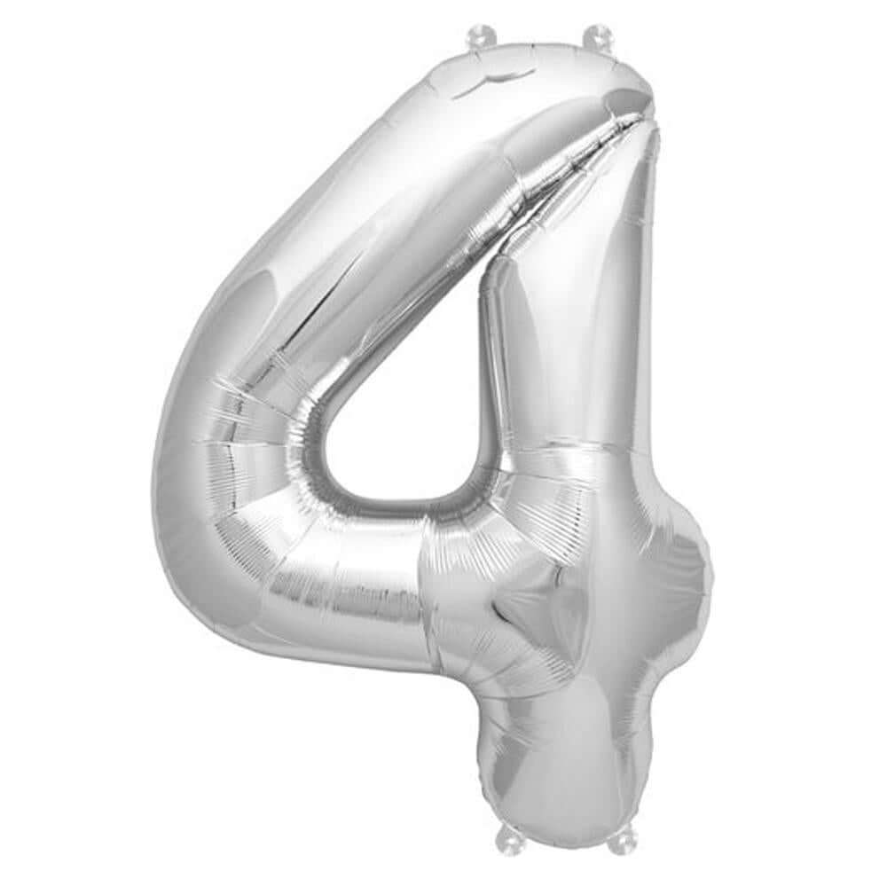 13" Silver Letter & Number Balloons, Shiny Metallic Mylar Foil Alphabet Balloons