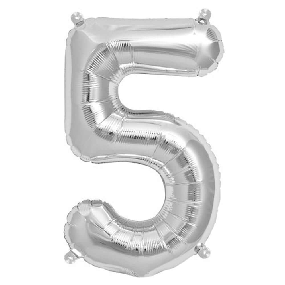 13" Silver Letter & Number Balloons, Shiny Metallic Mylar Foil Alphabet Balloons