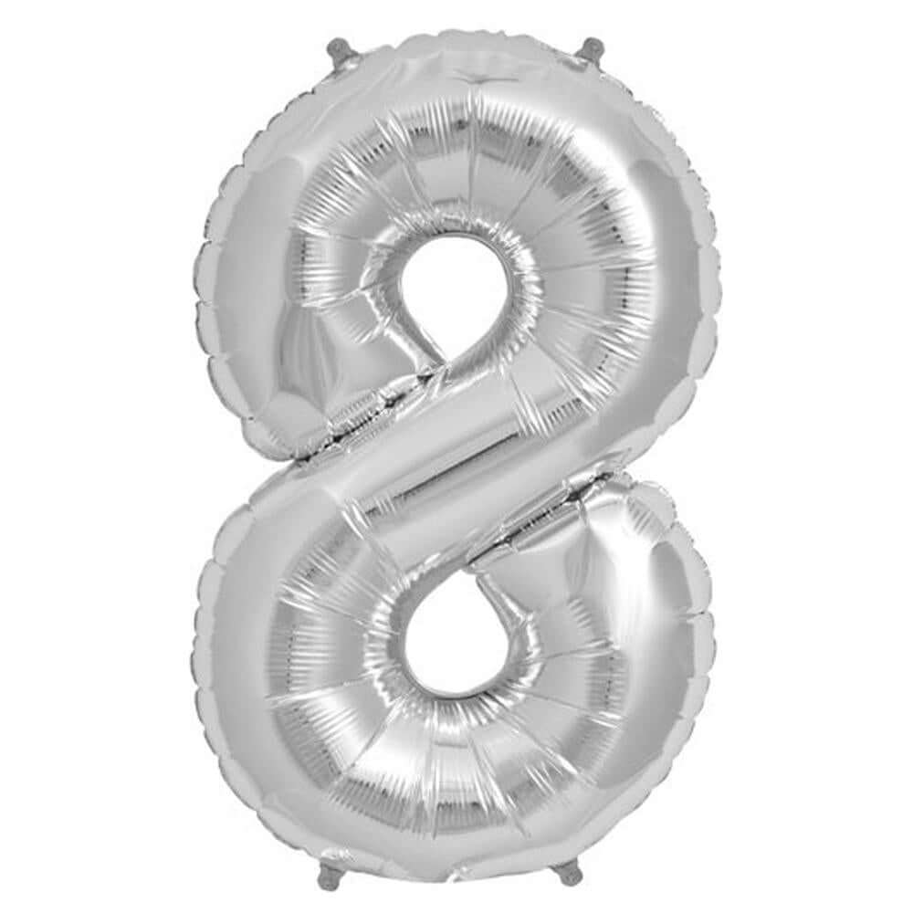 13" Silver Letter & Number Balloons, Shiny Metallic Mylar Foil Alphabet Balloons