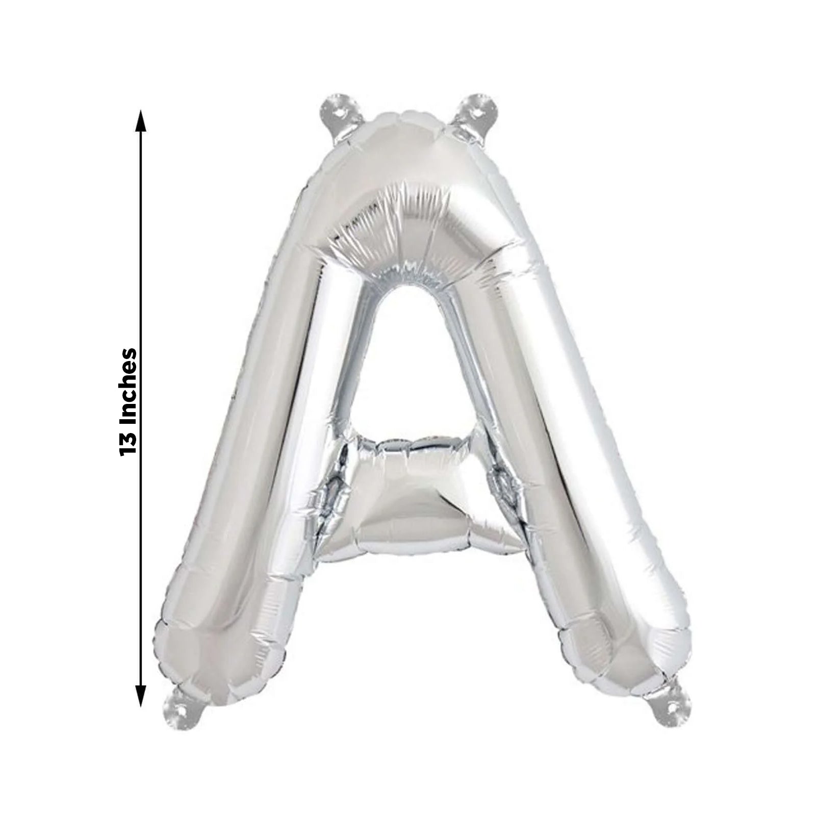 13" Silver Letter & Number Balloons, Shiny Metallic Mylar Foil Alphabet Balloons