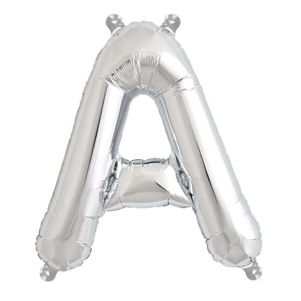 13" Silver Letter & Number Balloons, Shiny Metallic Mylar Foil Alphabet Balloons